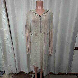 Pol Hooded Zip Front Long Sleeve Side Slit Dress Women's Size Small Wool Blend
